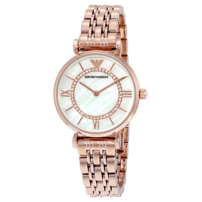 Classic White Mother-Of-Pearl Dial / Rose Gold-Tone Stainless Steel Bracelet Mot