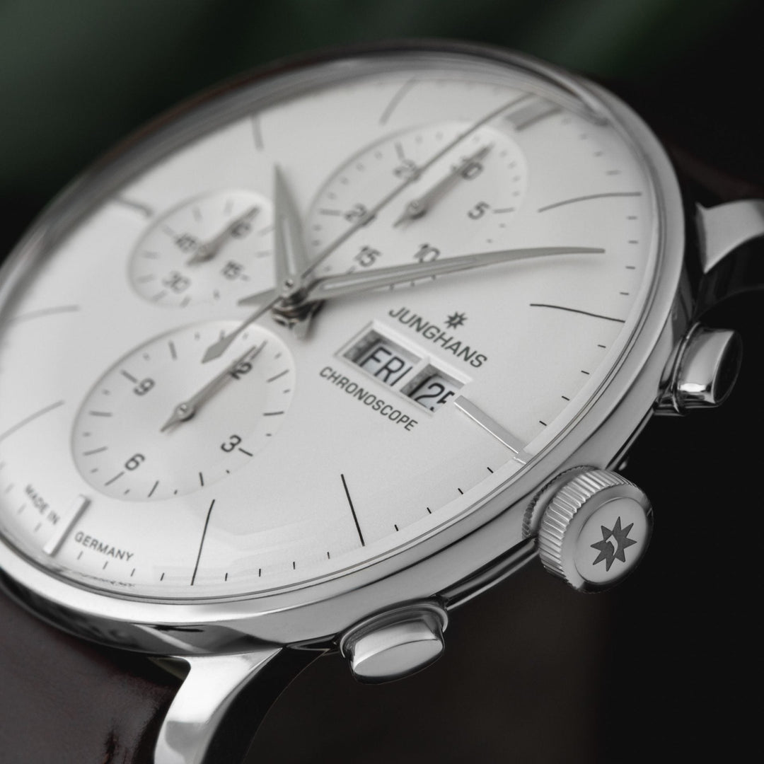 Meister Chronoscope Silver Dial / Brown Horse Leather Strap Silver Dial