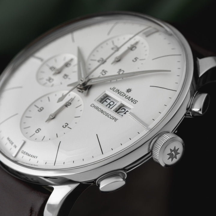 Meister Chronoscope Silver Dial / Brown Horse Leather Strap Silver Dial