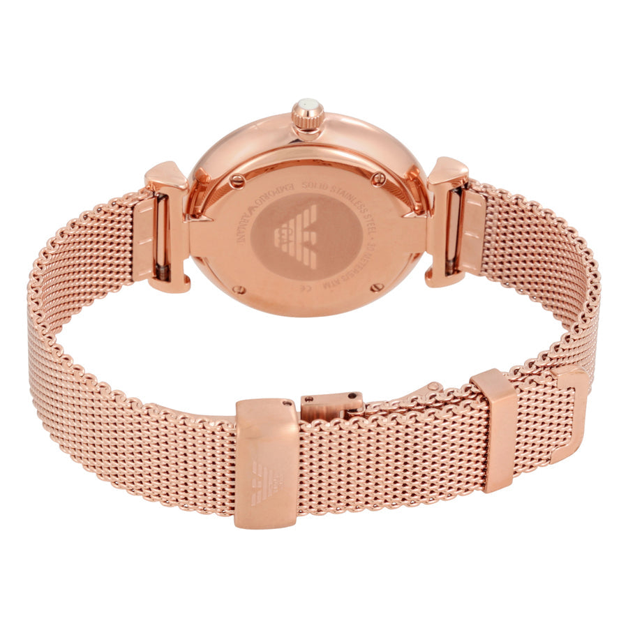 Retro Silver Dial / Rose Gold-Tone Stainless Steel Mesh Bracelet Silver Dial