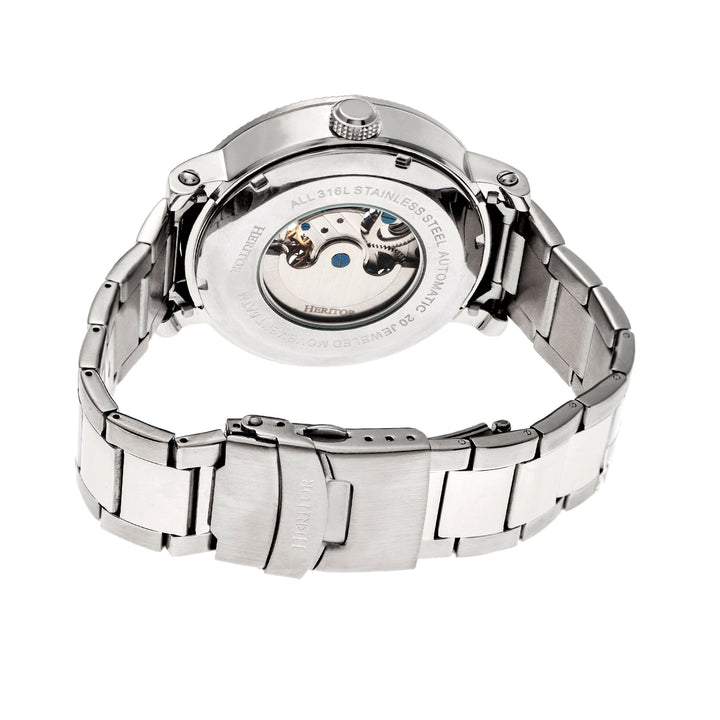 Automatic Aries Skeleton Bracelet Watch Silver/Black | Black Dial
