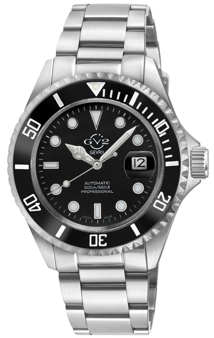 Liguria GV2 by Gevril Swiss Automatic, Black Dial, Black Bezel, SS Bracelet | Bl