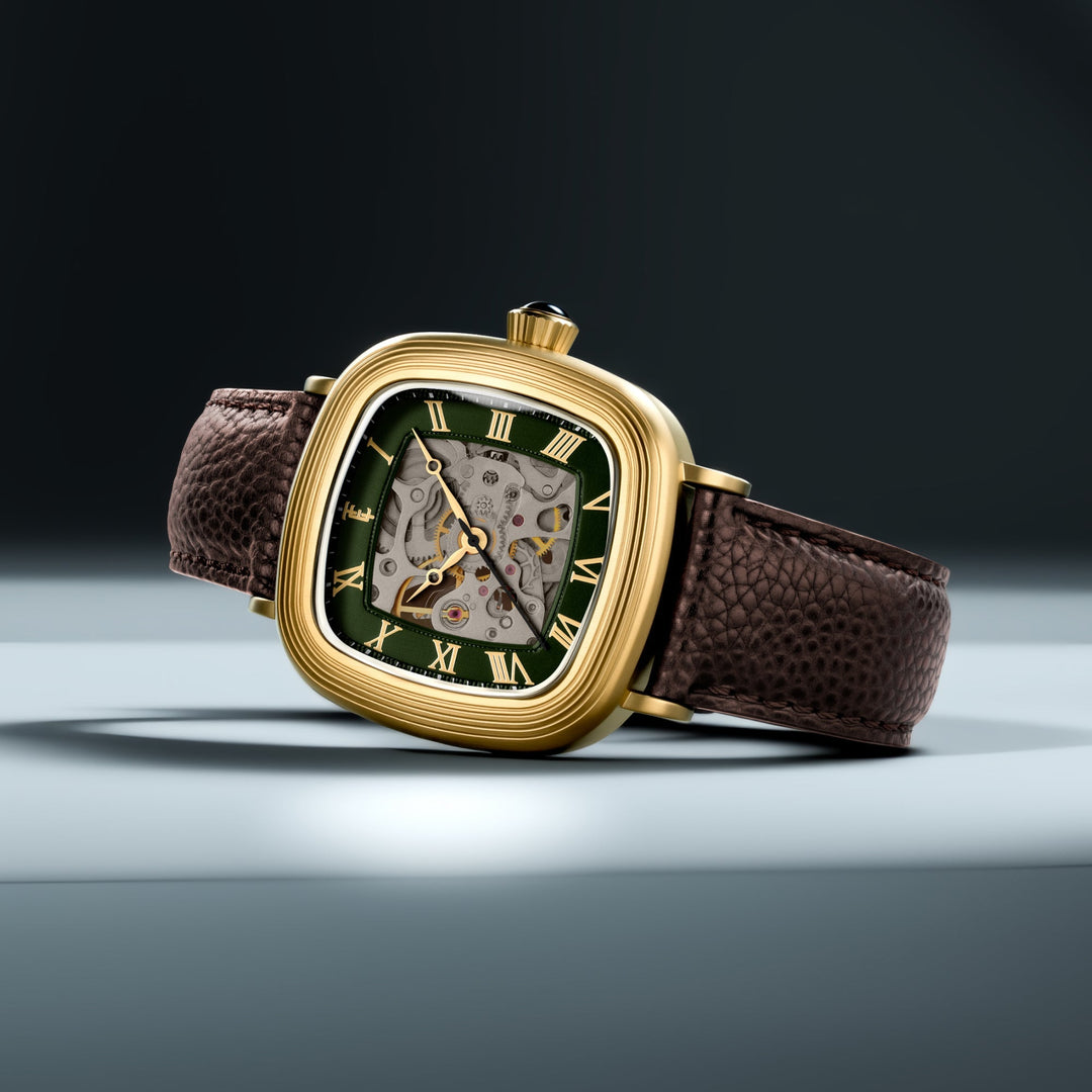 Heritage Chester Skeleton Automatic Green / Genuine Leather | Green Dial