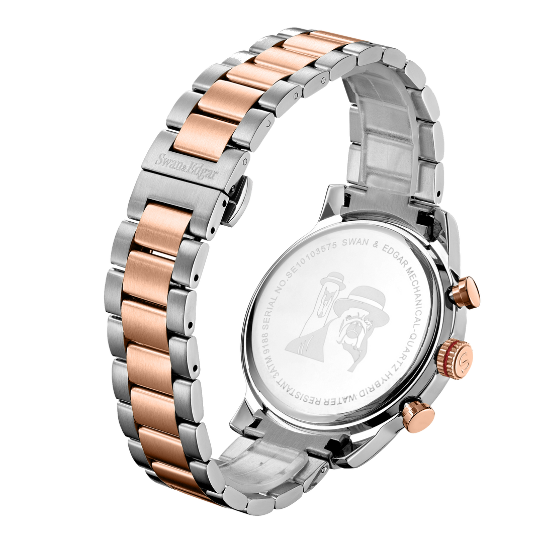 Mechanical Quartz Hybrid Silver Dial Two-Tone Bracelet Steel/Rose Gold Case Chro