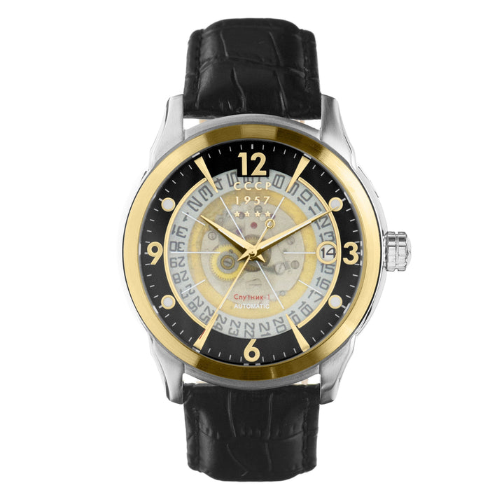 SPUTNIK-1 AUTOMATIC Black / Black Leather Black Dial