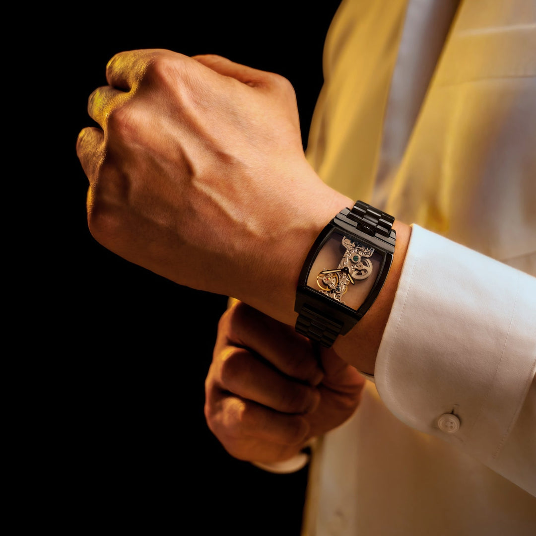 Discovery Wolver Bridge Mechanical Black / Stainless Steel Transparent Dial