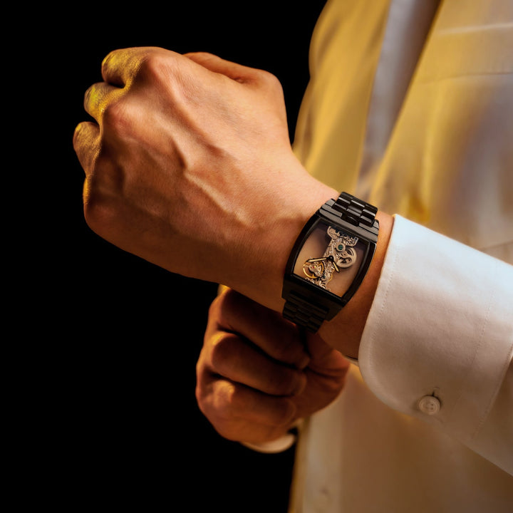 Discovery Wolver Bridge Mechanical Black / Stainless Steel Transparent Dial