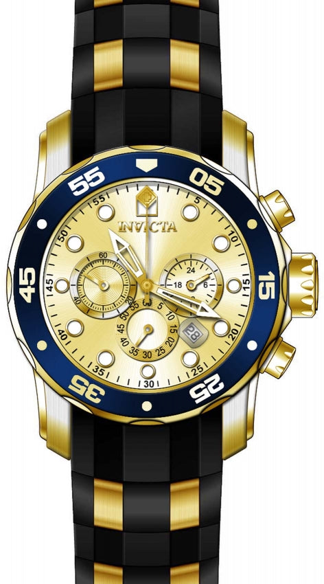 Pro Diver Chronograph Gold Dial / Two-Tone Black / Gold Silicone And Stainless S