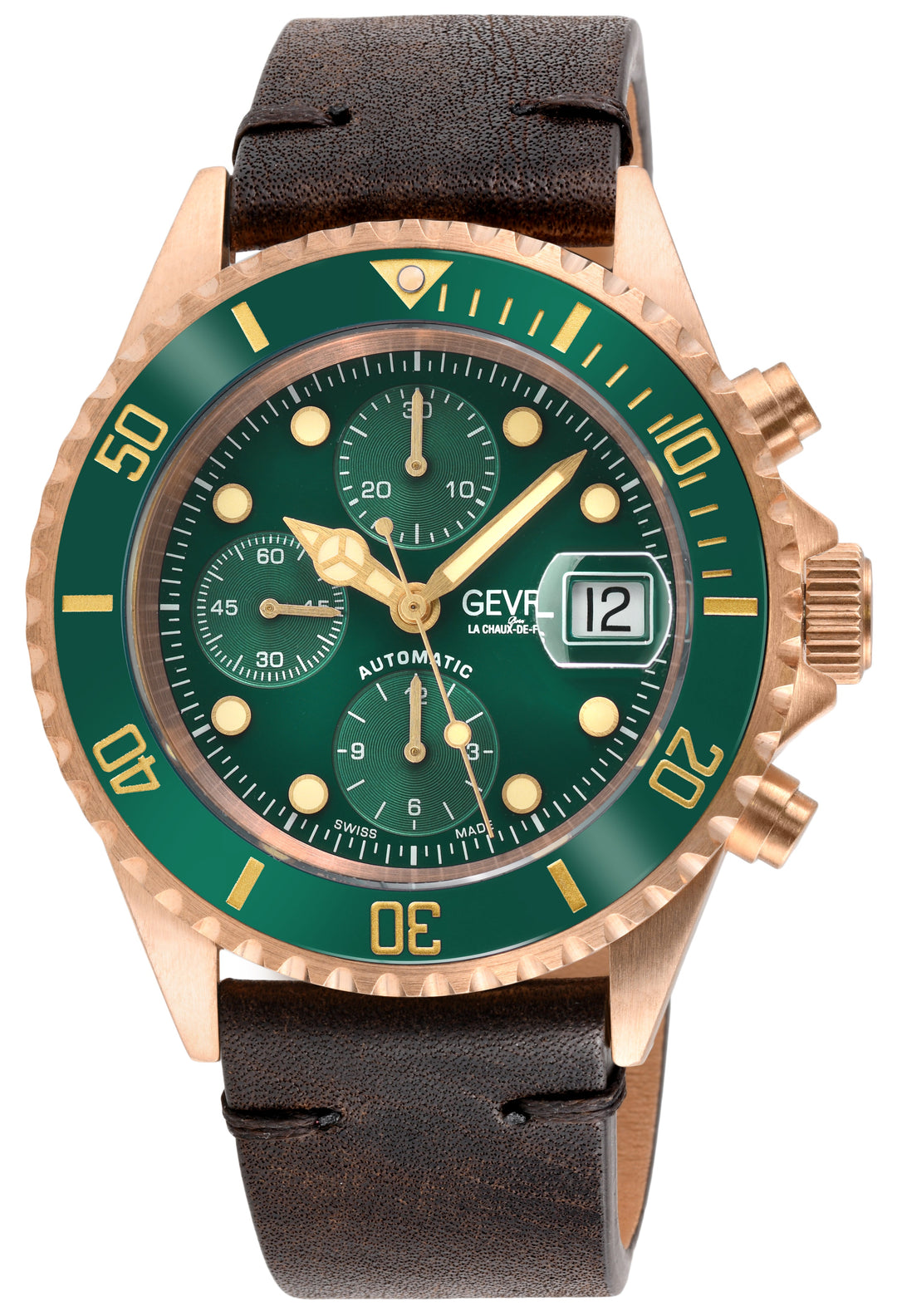 Wall Street - Bronze Gevril Swiss Automatic, Bronze case, Unidirectional Rotatin