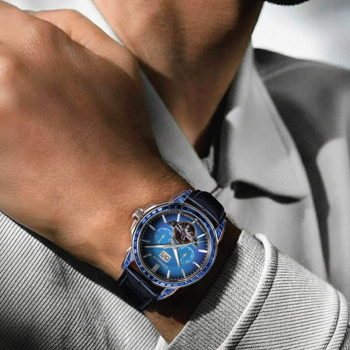 Nobility Nawab Grand Date Calendar Open Heart Automatic Limited Edition Blue / G