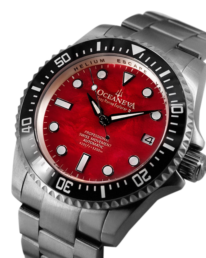 TITANIUM Deep Marine Explorer II Black Bezel | Red Dial