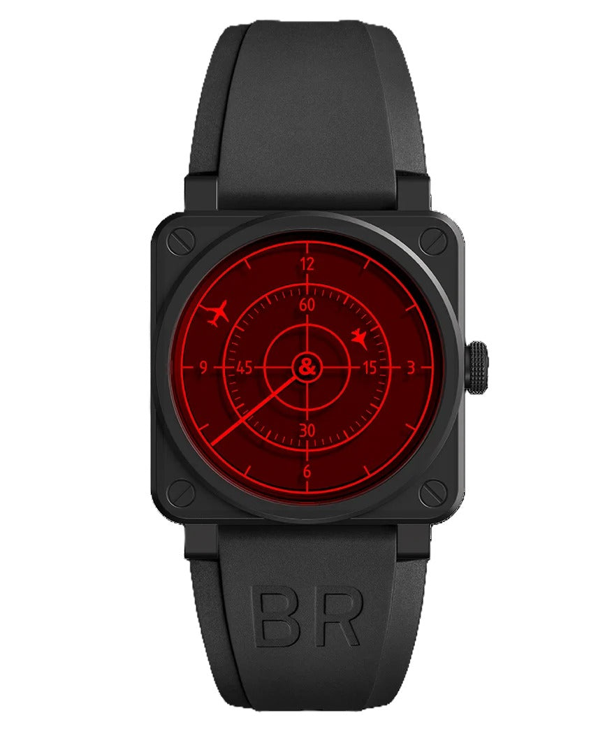 BR 03-92 Red Radar Ceramic Black Dial / Black Rubber Strap Black Dial