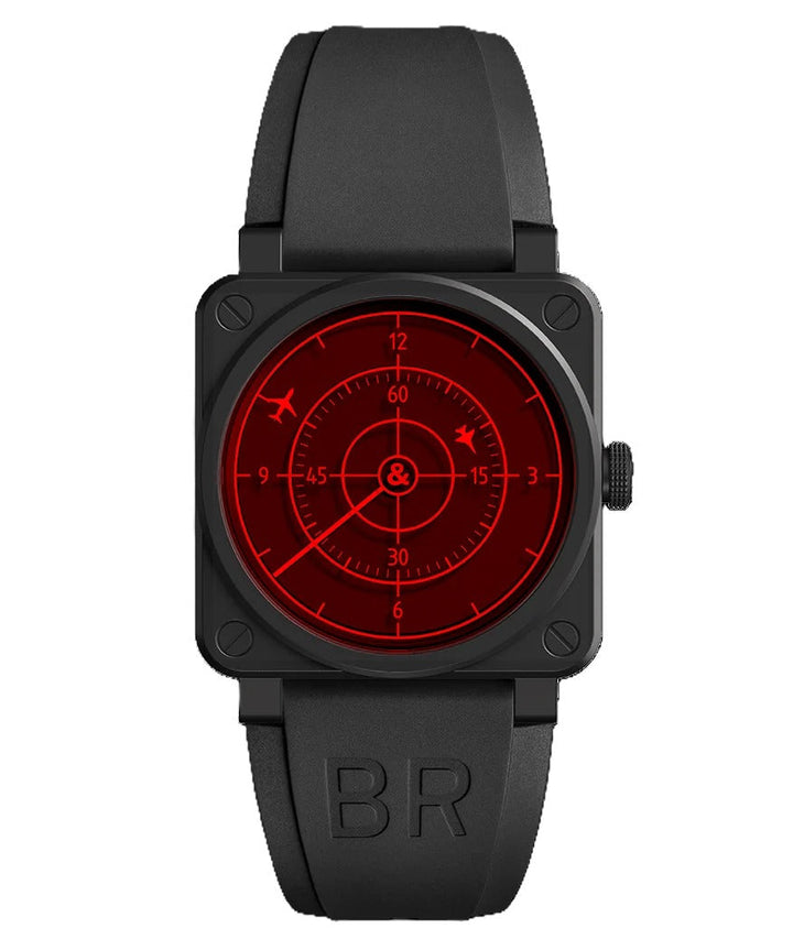BR 03-92 Red Radar Ceramic Black Dial / Black Rubber Strap Black Dial