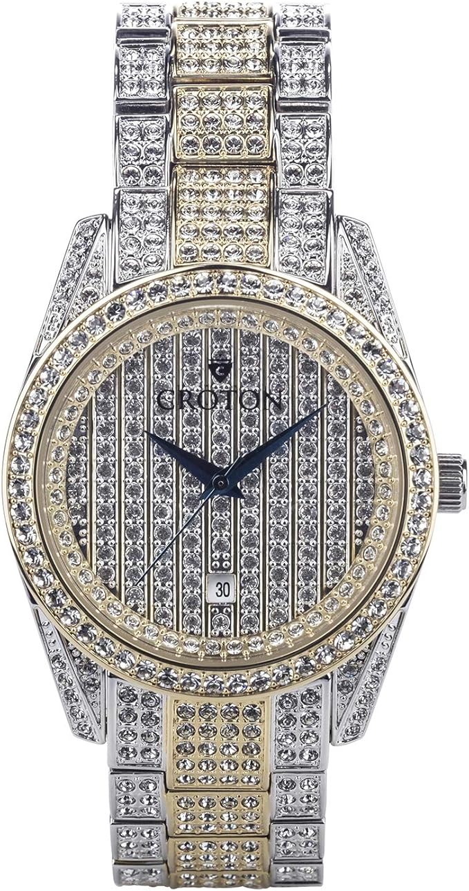 Croton Men's CN307543TTPV Quartz Crystal Accents Two-tone Brass 39mm Watch