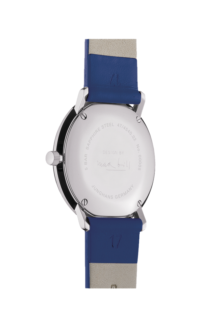 Max Bill Damen White Dial / Blue Leather Strap White Dial