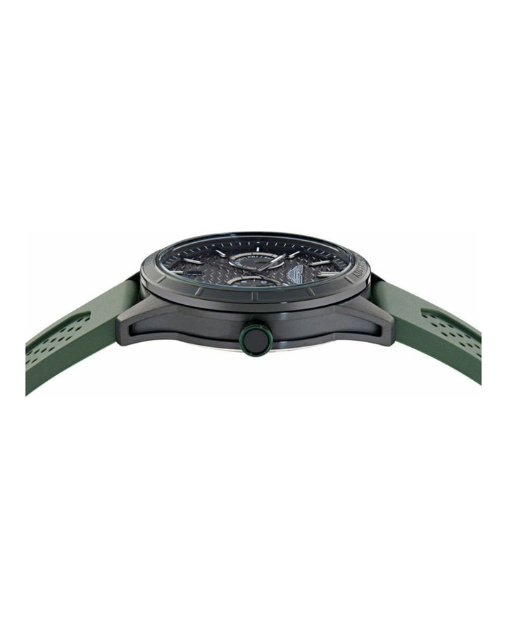 HDL Black IP/Green Silicone Strap Black Dial