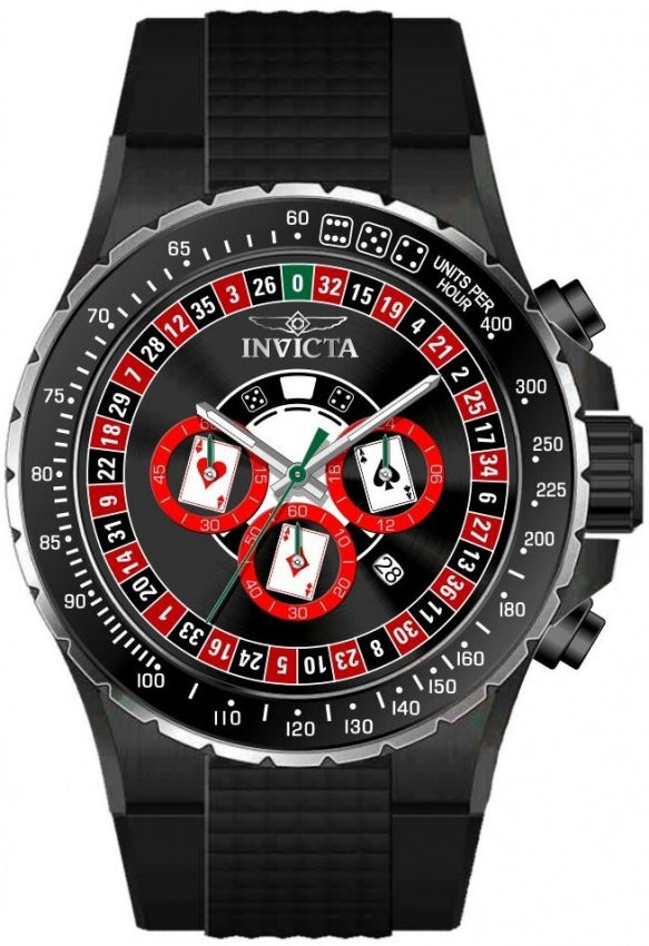 Aviator Men Black Casino Dial / Black Silicone Strap Black Dial