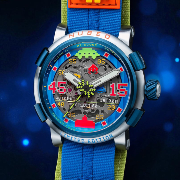 Orion Automatic Space Invaders Limited Edition Blue / Stainless Steel Blue Dial