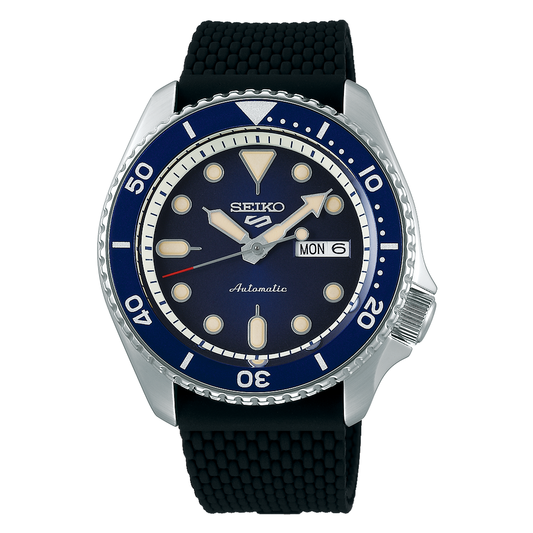 5 Sports SKX - Unidirectional Bezel Blue Gradient  Dial / Black Silicone Strap B