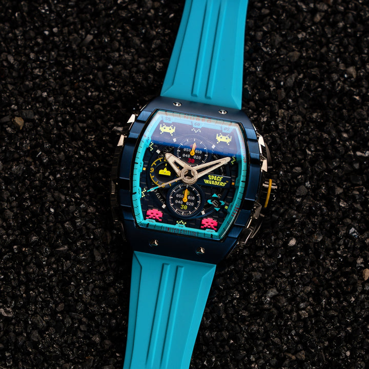 Magellan Chronograph Space Invaders Limited Edition Blue / Rubber | Blue Dial