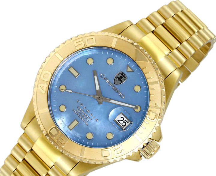 Catania MOP Goldtone-Blue Blue Dial