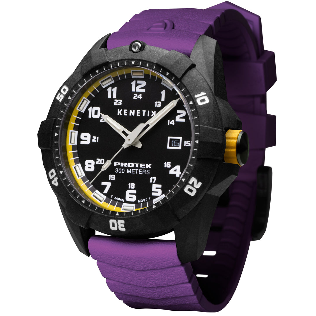 Kenetik Carbon Composite Dive CARBON CASE/BLACK&YELLOW DIAL/PURPLE STRAP Black-Y