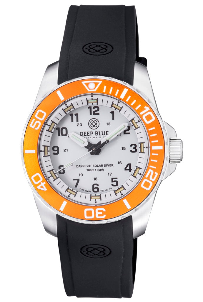 DAYNIGHT 43MM DIVER SOLAR  STAINLESS STEEL TRITIUM DAYNIGHT  ORANGE/WHITE BEZEL 
