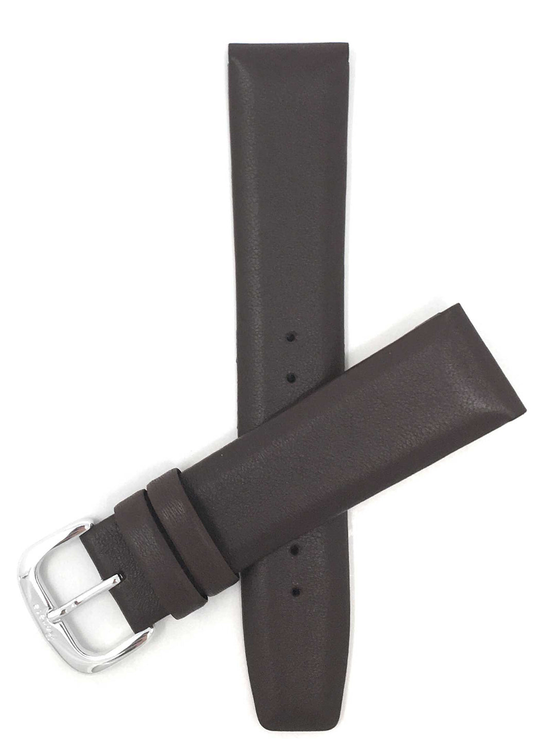 415 | 20mm Brown Leather Watch Band - Classic Padded 20mm / Brown / Silver Buckl