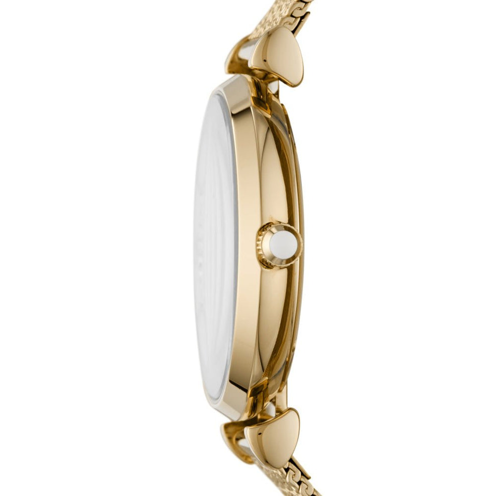 Gianna T-bar Mother-Of-Pearl Dial / Gold-Tone Stainless Steel Mesh Bracelet Moth