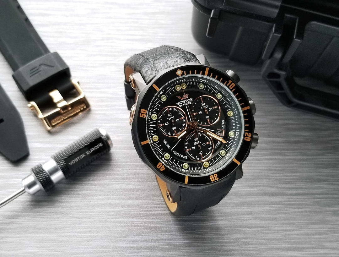 Lunokhod Black Dial / Black Leather Black Dial
