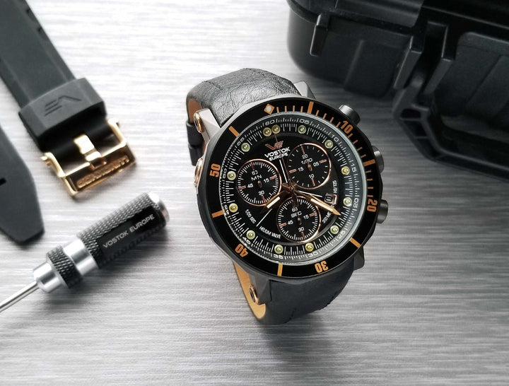 Lunokhod Black Dial / Black Leather Black Dial
