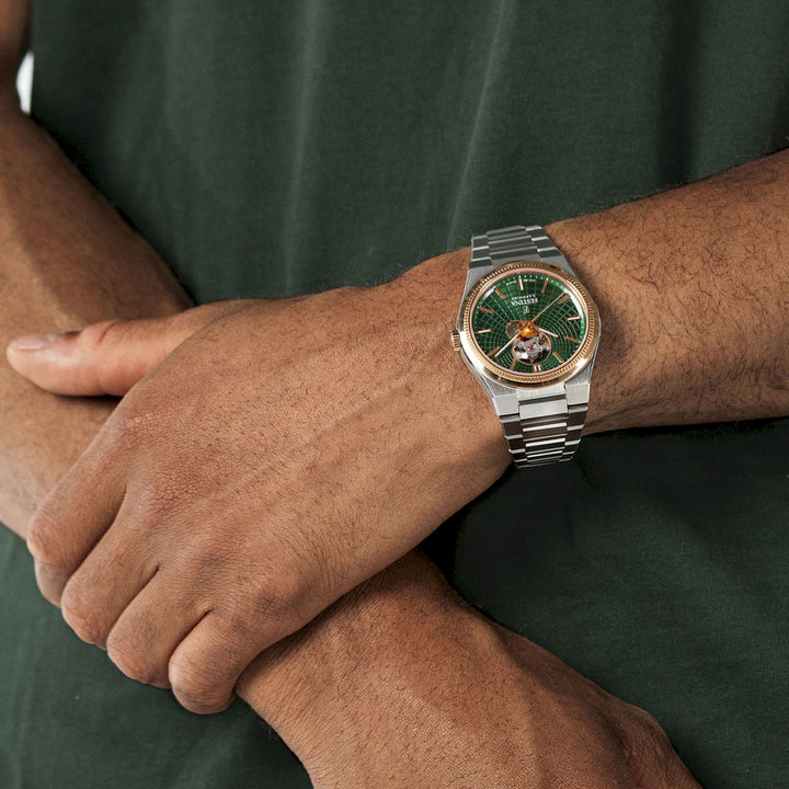 Riv Open Heart Green / Stainless Steel | Green Dial