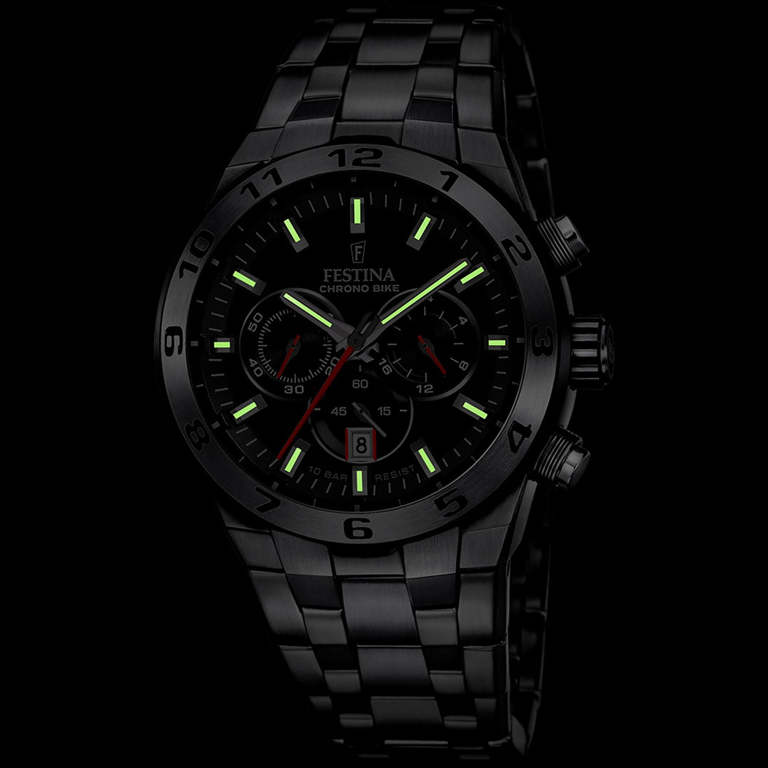 Chrono Bike Black / Stainless steel Black Dial