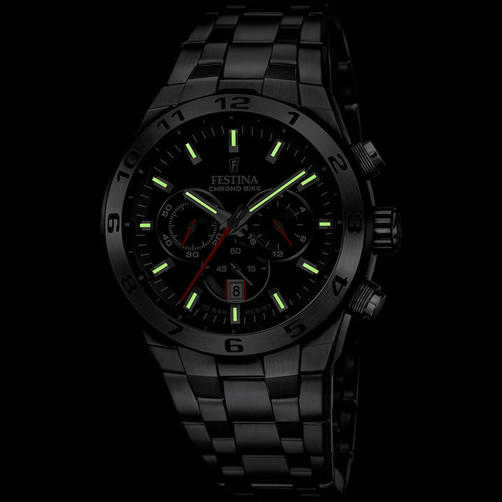 Chrono Bike Black / Stainless steel Black Dial