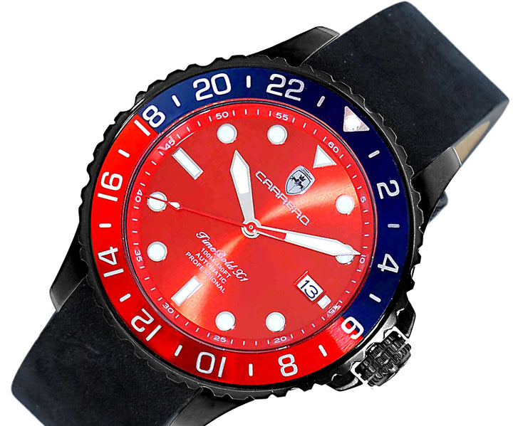 TIME BOLD- X4 BLUE/RED - BLACK SUEDE Red Dial