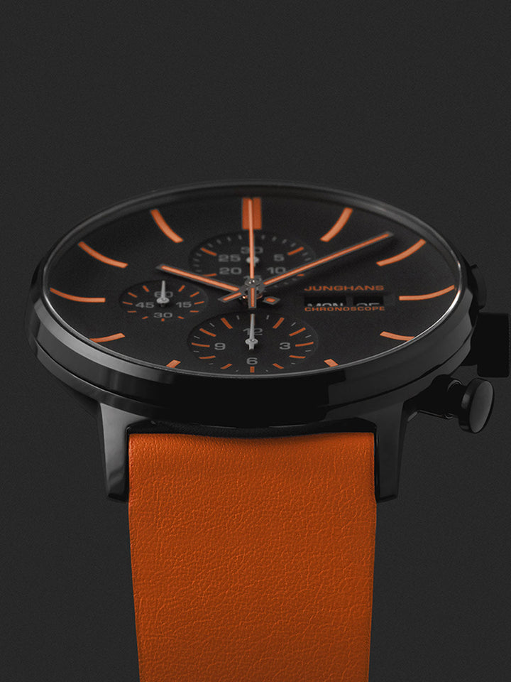 Form A Chronoscope Black Dial / Orange Leather Strap Black Dial