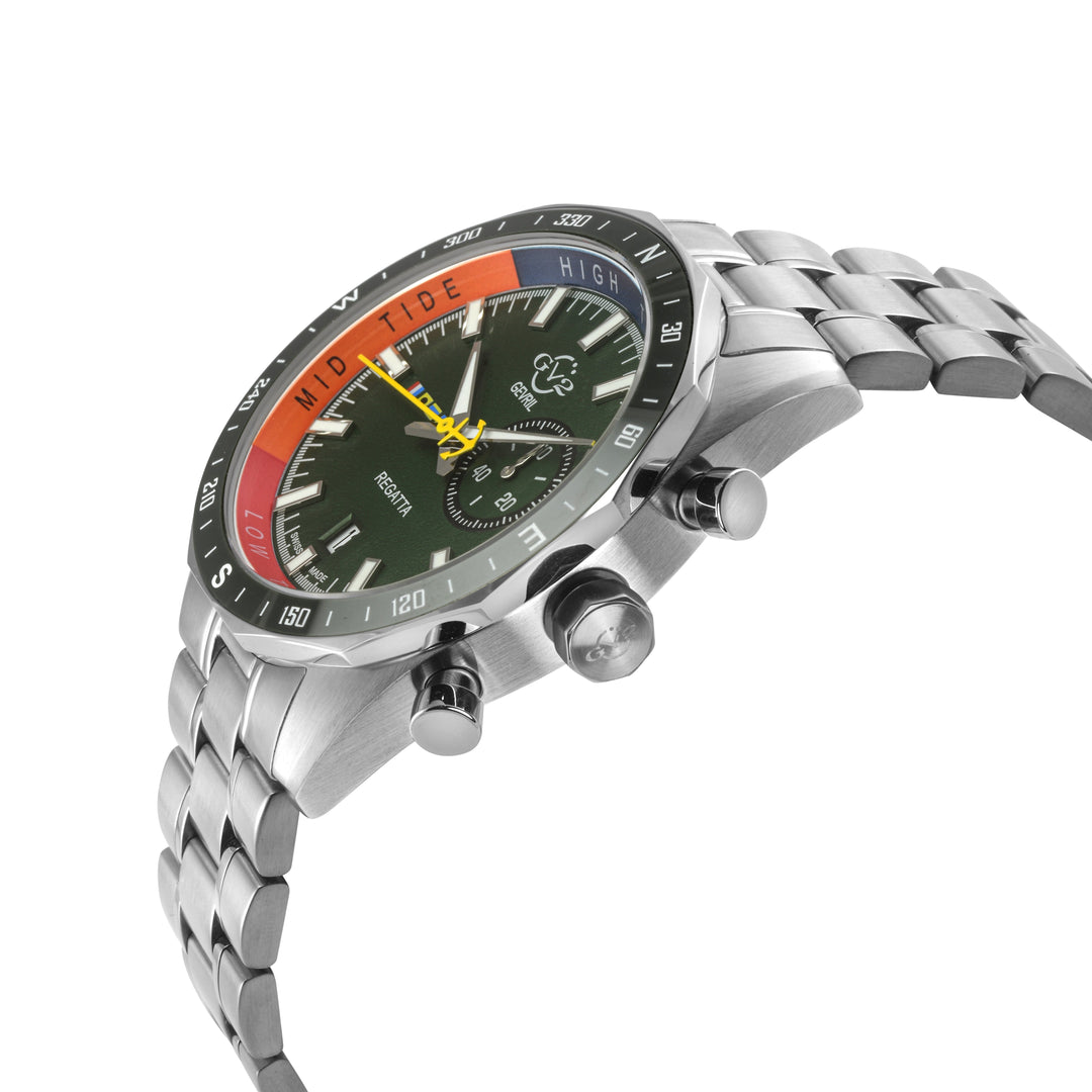 Regatta GV2 Swiss Quartz,Tide cycle indicator, Green dial, 316L Stainless Steel 