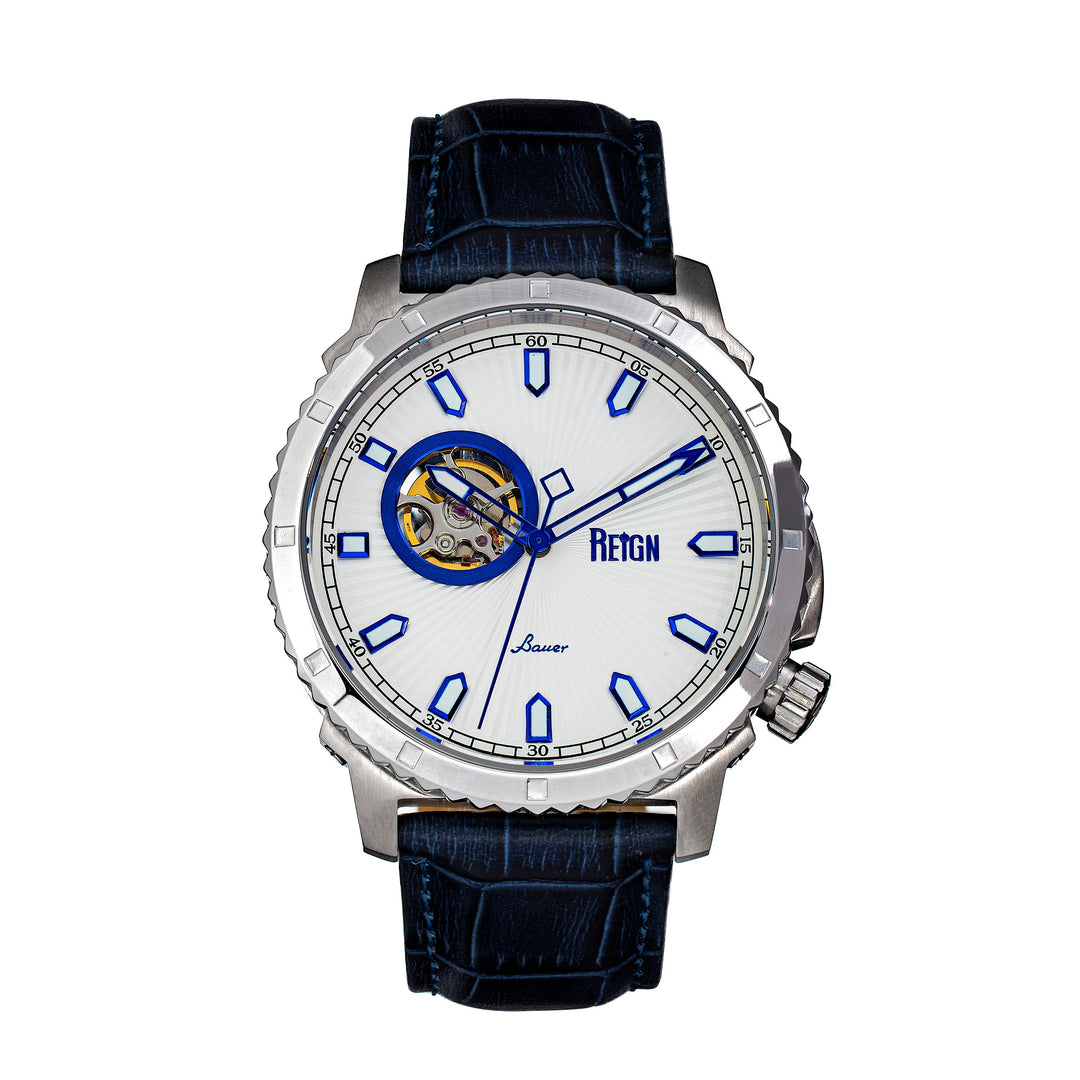 Bauer Silver/Blue | White Dial