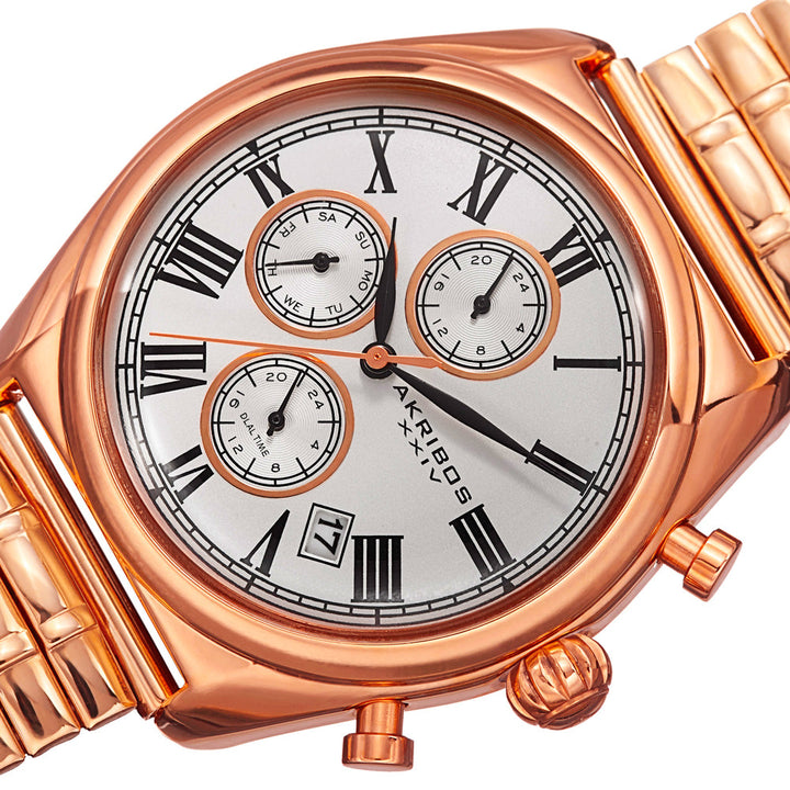 AK827RG-Casual Rose Gold/Stainless Steel | Silver Dial