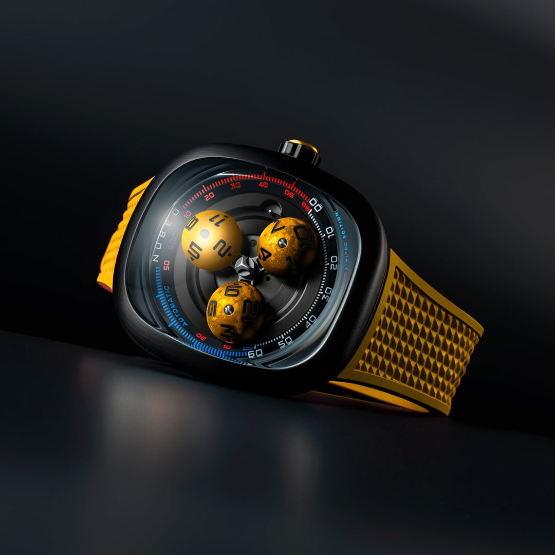 Tri-star Orbit Automatic Limited Edition Yellow / Rubber Strap | Yellow Dial