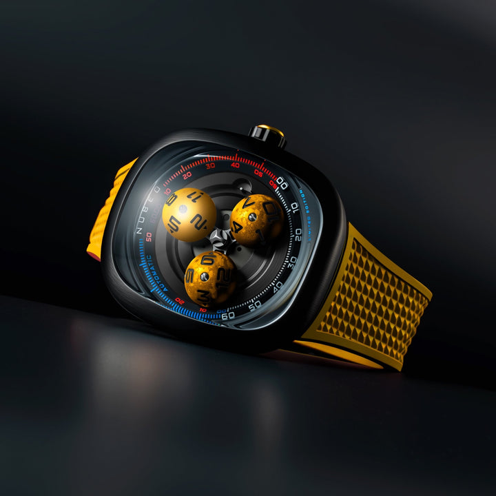 Tri-star Orbit Automatic Limited Edition Yellow / Rubber Strap | Yellow Dial