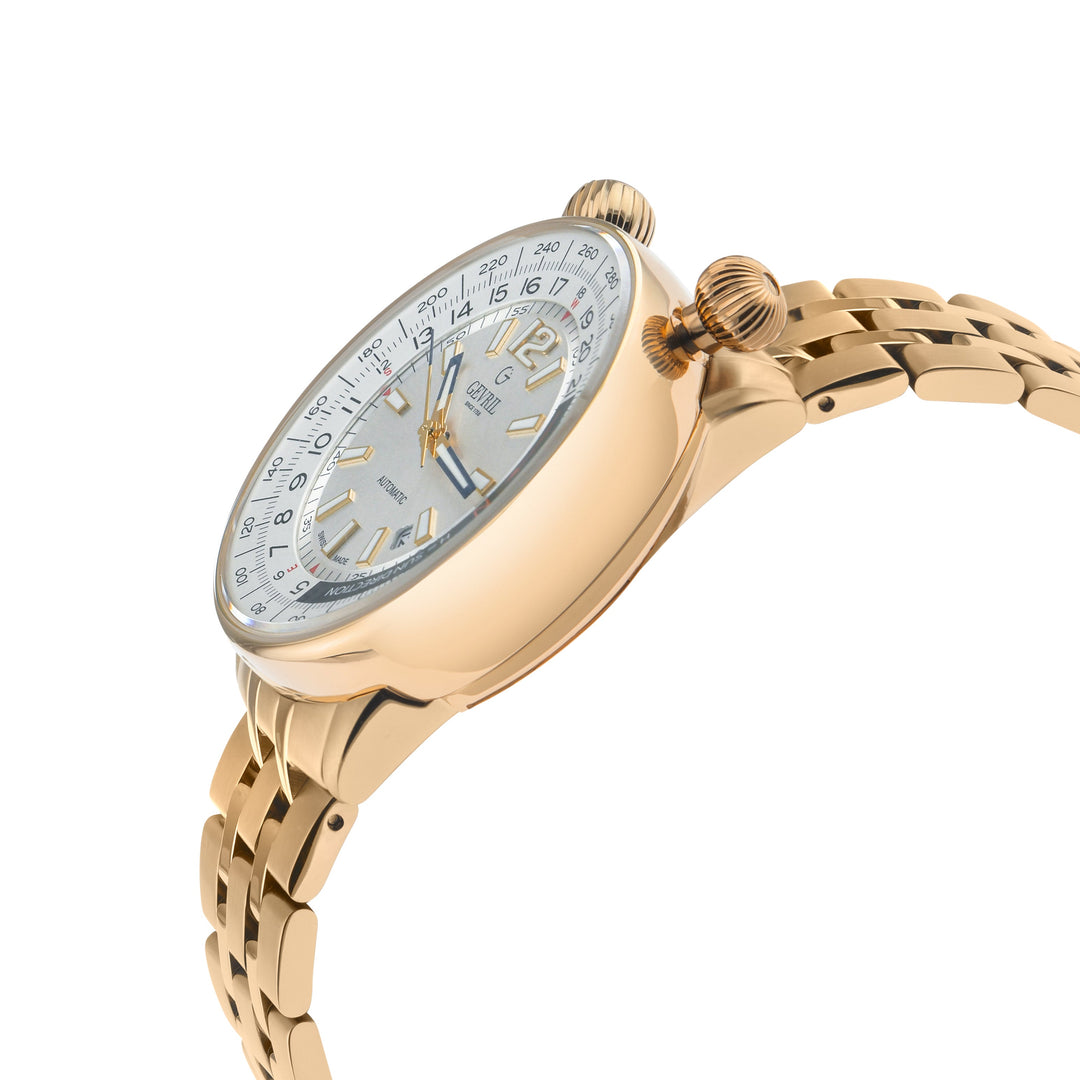 Wallabout Gevril Swiss Made Automatic Solar compass  Rose Gold tone watch | Silv