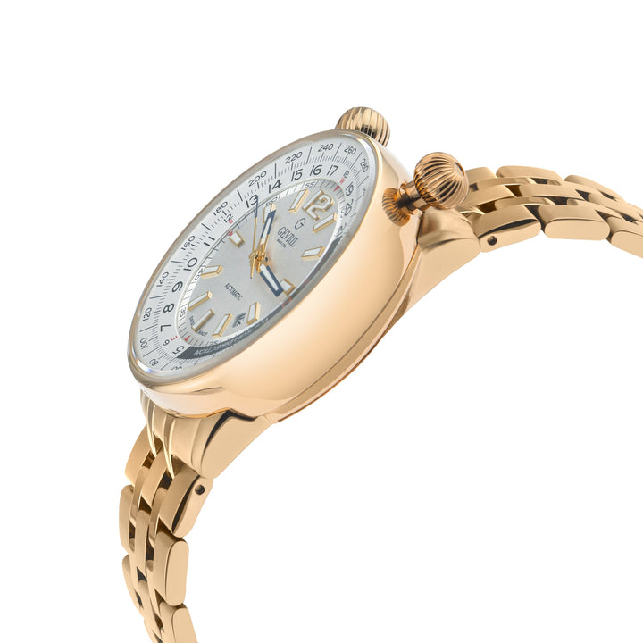 Wallabout Gevril Swiss Made Automatic Solar compass  Rose Gold tone watch | Silv