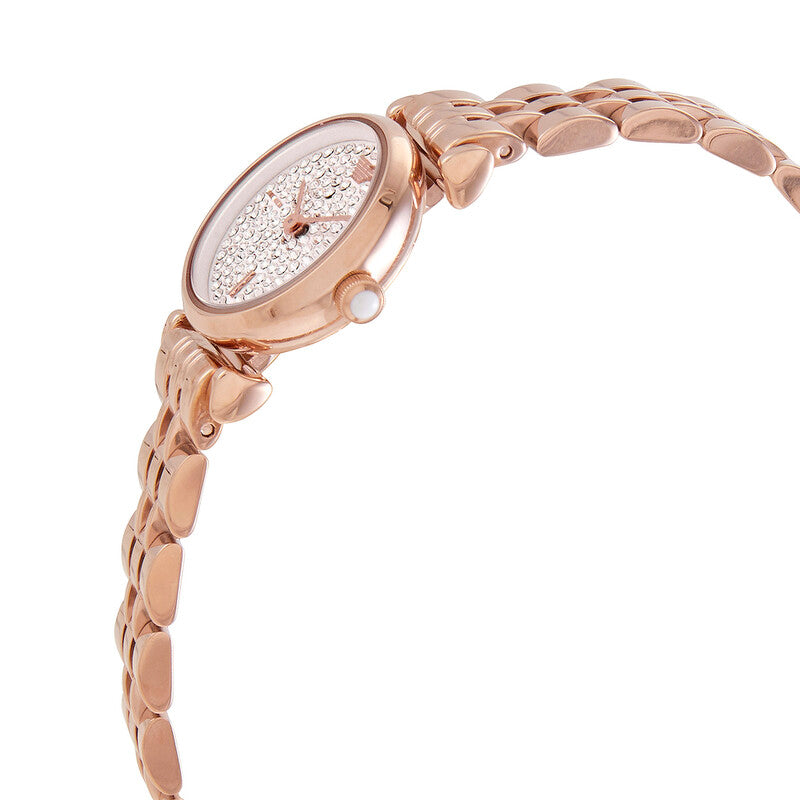 Gianna T-bar Crystal Pave White Dial / Rose Gold-Tone Stainless Steel Bracelet W
