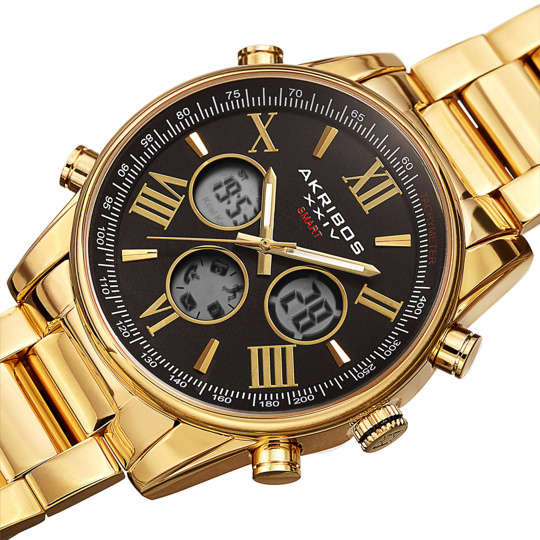 AK1095YGBK-Sport Gold/Stainless Steel | Black Dial