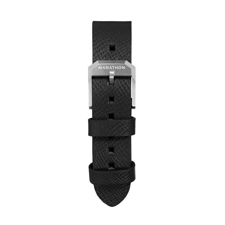 STRAP, 18mm, LEATHER, CROSS HATCH, BLACK, STEEL BUCKLE, XL ITALIAN LEATHER, CROS