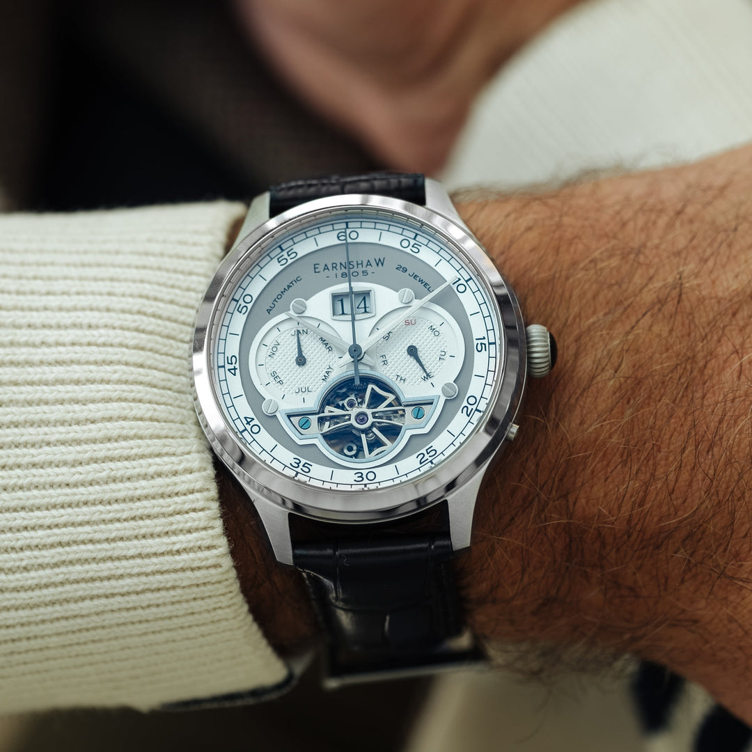 Baron Grand Date Calendar Open Heart Automatic Grey / Genuine Leather | Grey Dia