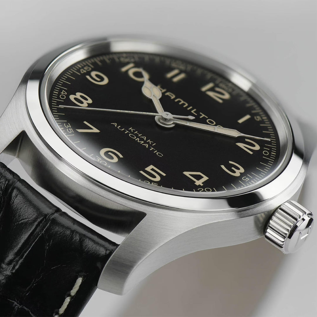 Khaki Murph Field Black dial w/ black leather strap