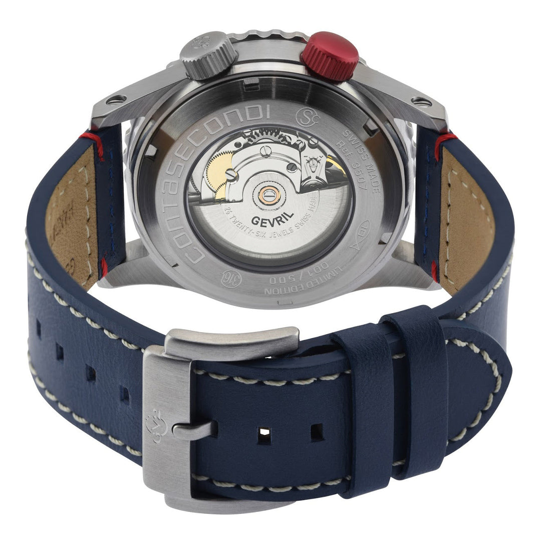 Contasecondi Automatic Swiss Made Calculator Watch Steel, blue and red double sa