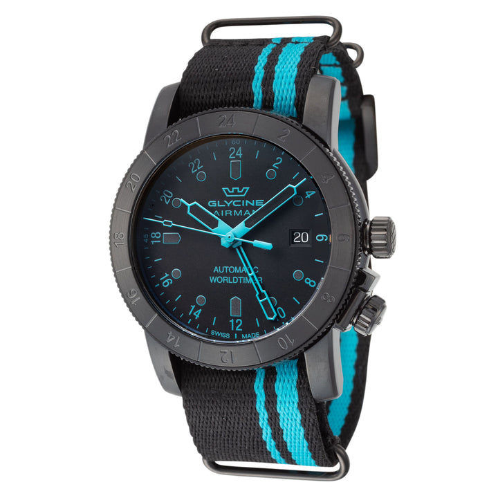 Airman 42 mm / Black / Blue Black Dial